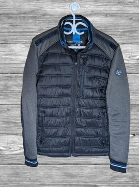 Point Zero Men's Black & Gray Quilted Hybrid Jacket